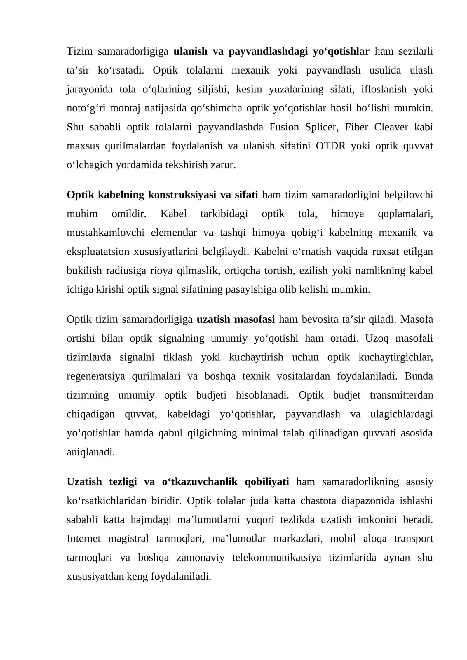 Optik tolali tizimlarning samaradorligini oshirish usullarini tahlil qilish. 3