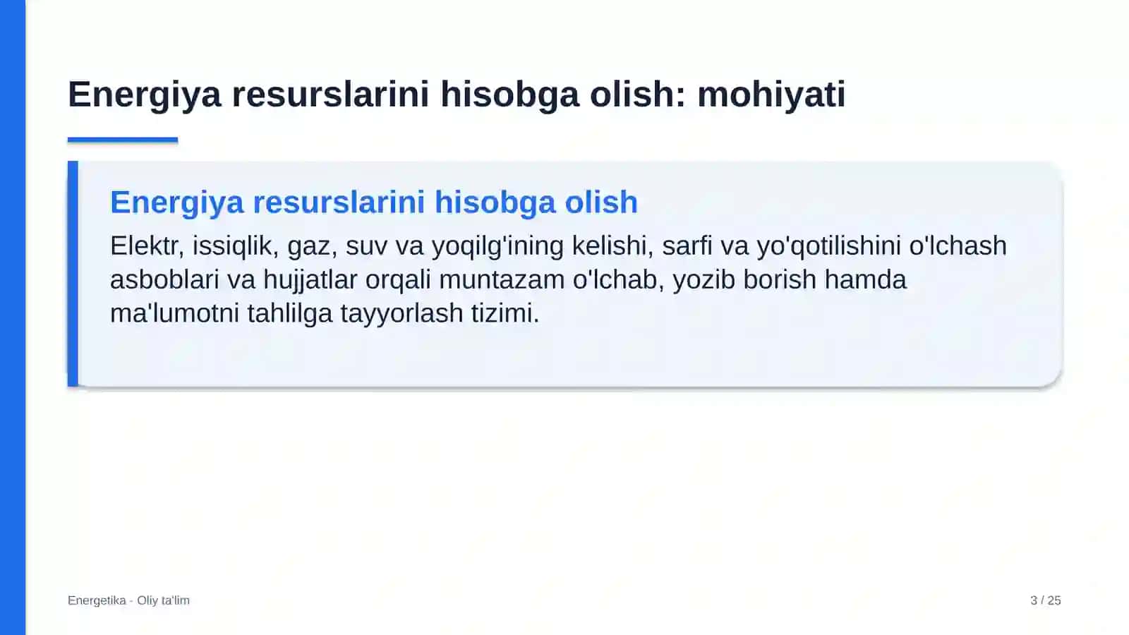 Energetika · Oliy ta'lim 3