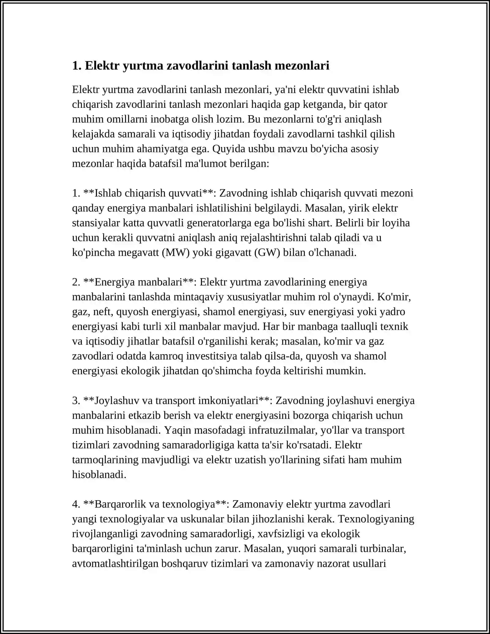 ELEKTR YURTMA UCHUN YURTGICH TANLAAHDAGI UMUMIY TAVSIYALAR 3