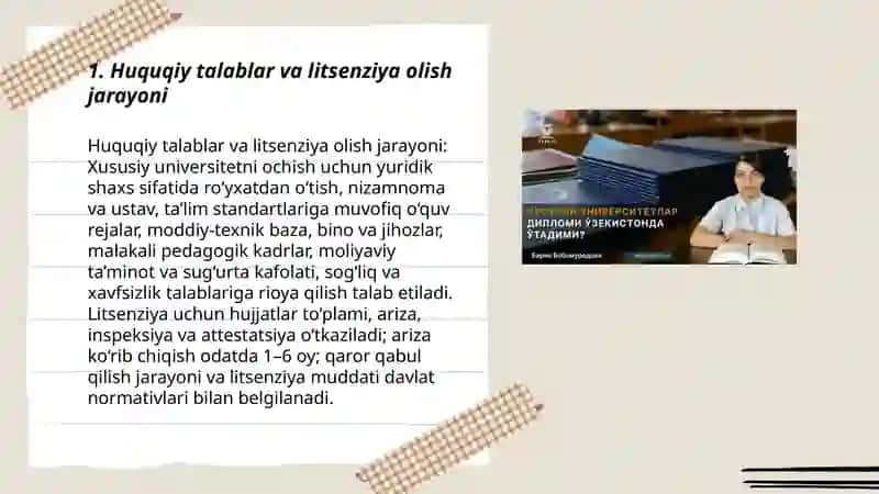 Huquqiy talablar va litsenziya olish jarayoni 3
