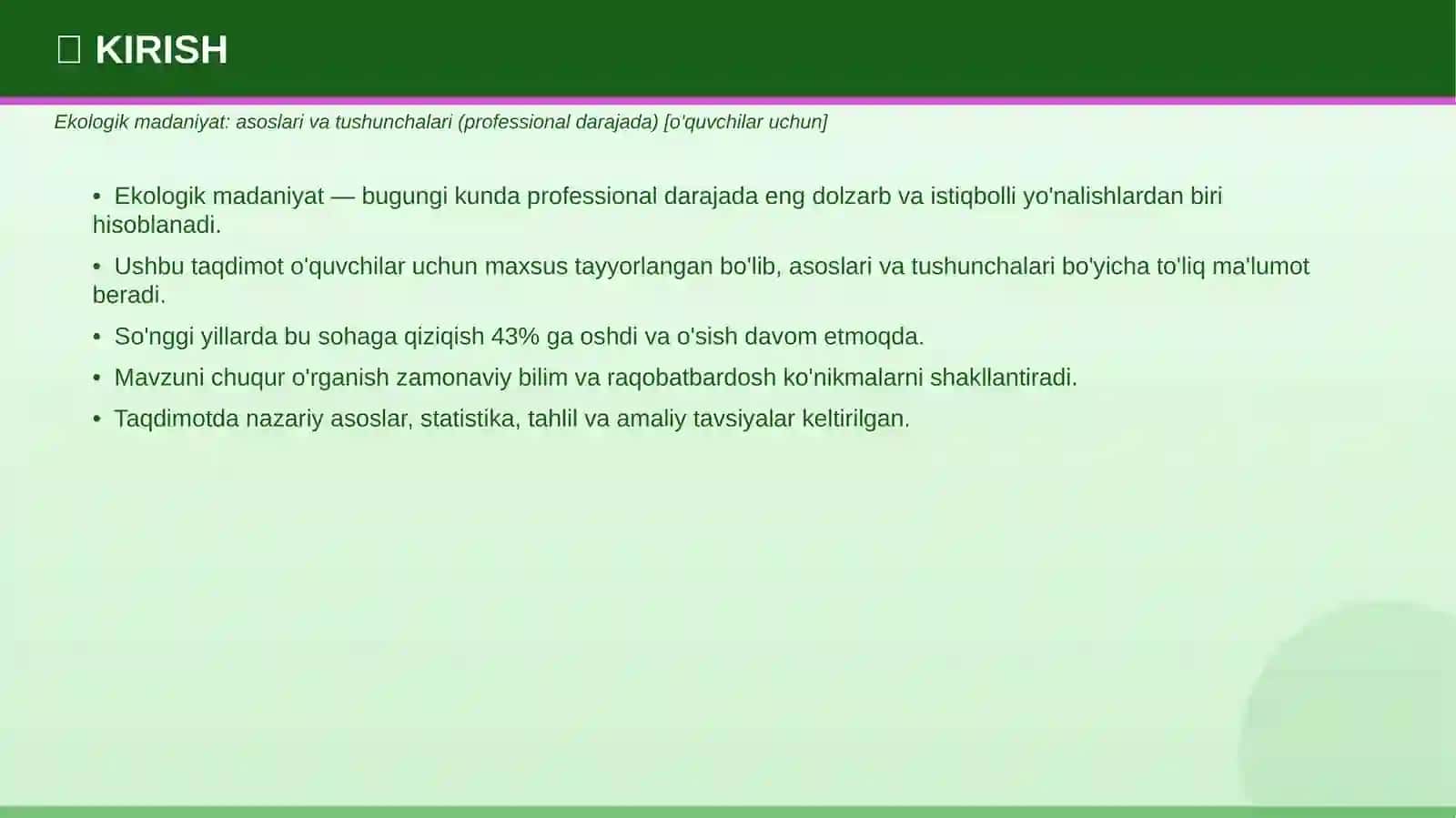 EKOLOGIK MADANIYAT 3