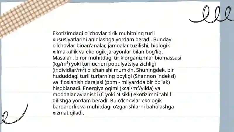 Ekotizimdagi oʻlchovlar 3