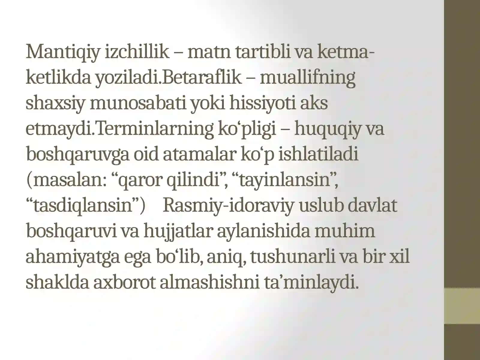 Farmoyish hujjatlarining rasmiy-idoraviy uslub 3