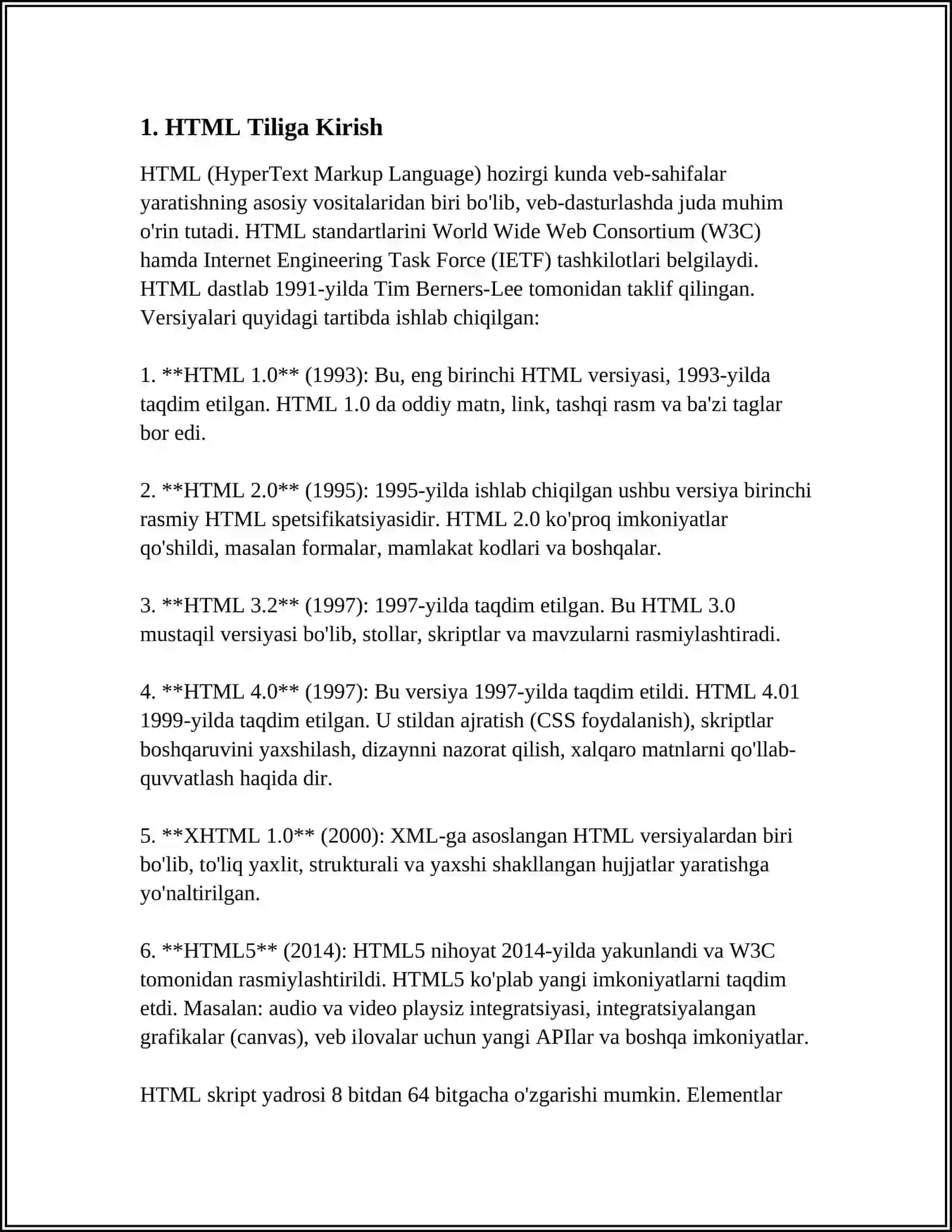 HTML Tiliga Kirish 3