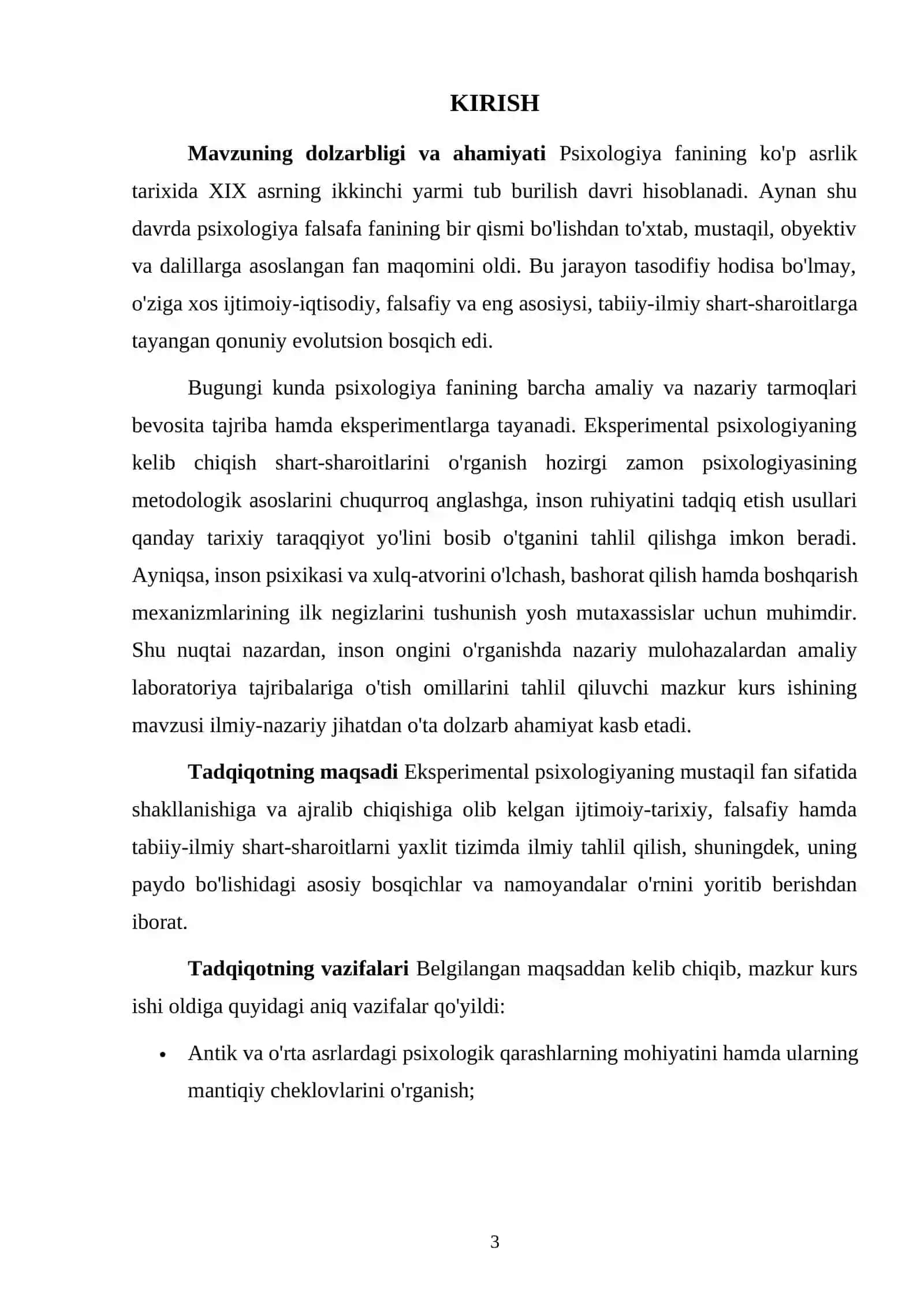Eksperimental psixologiyaning paydo bo'lishi shart-sharoitlari mavzusidagi kurs ishi 3