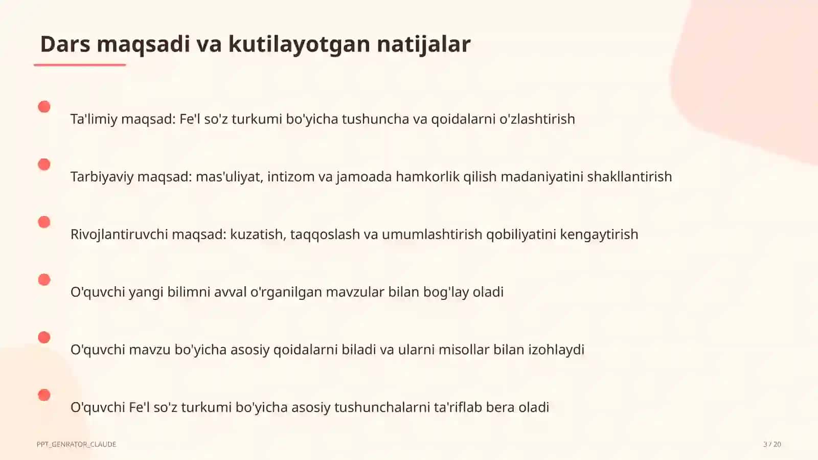 Fe'l so'z turkumi (3-sinf) 3