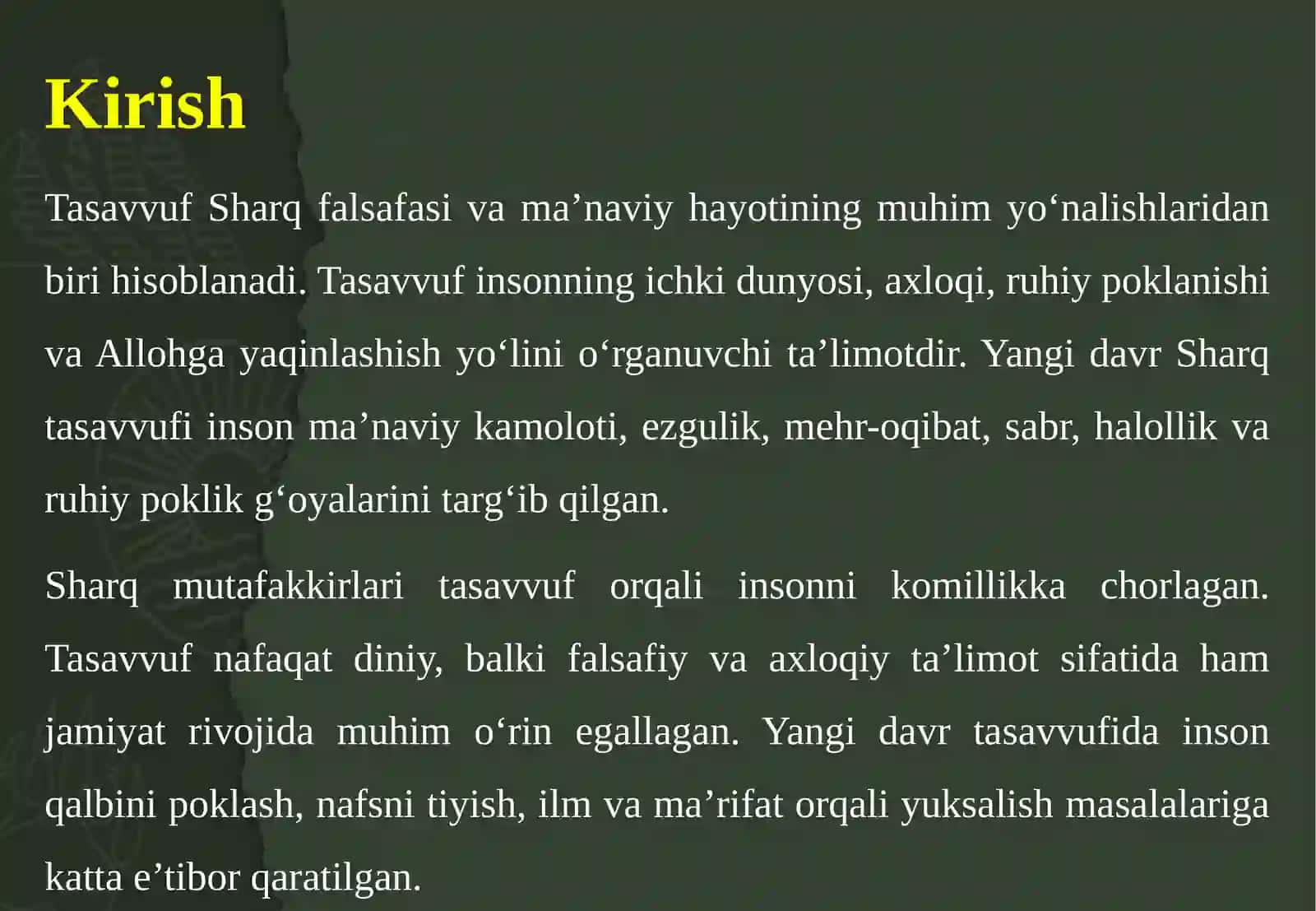 Yangi davr Sharq tasavvufi 3