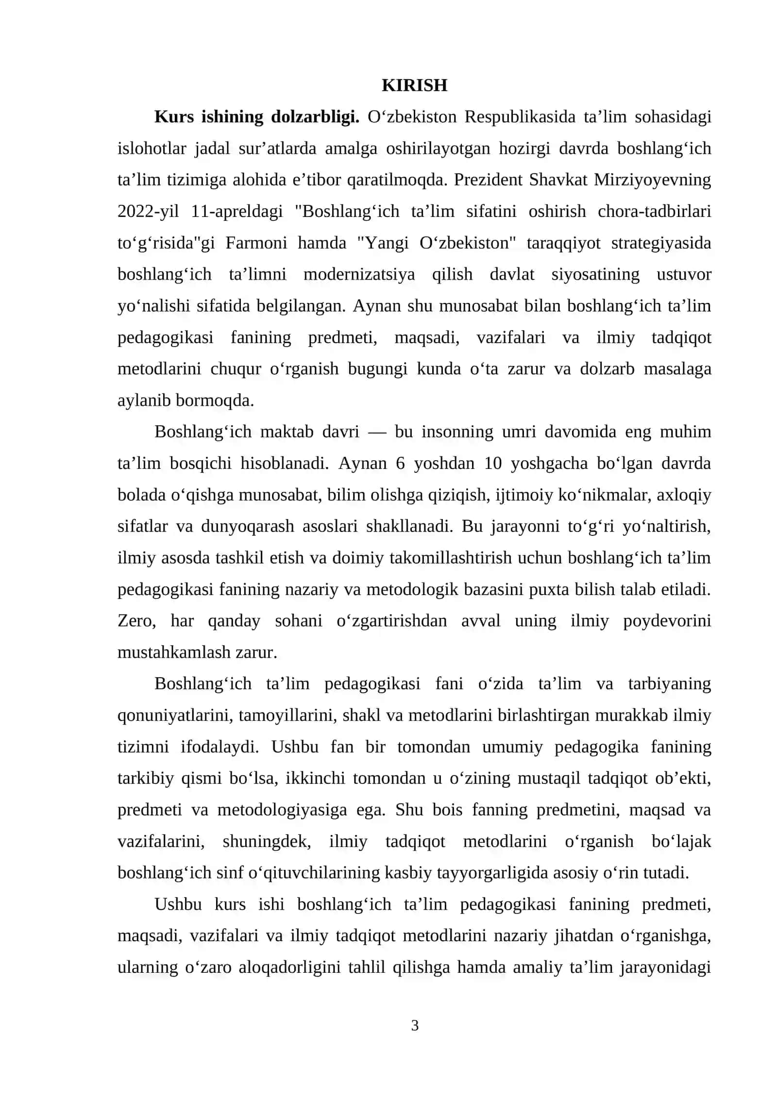 Boshlang'ich ta'lim pedagogikasi fanining predmeti, maqsadi, vazifasi, ilmiy tadqiqot metodlari 3