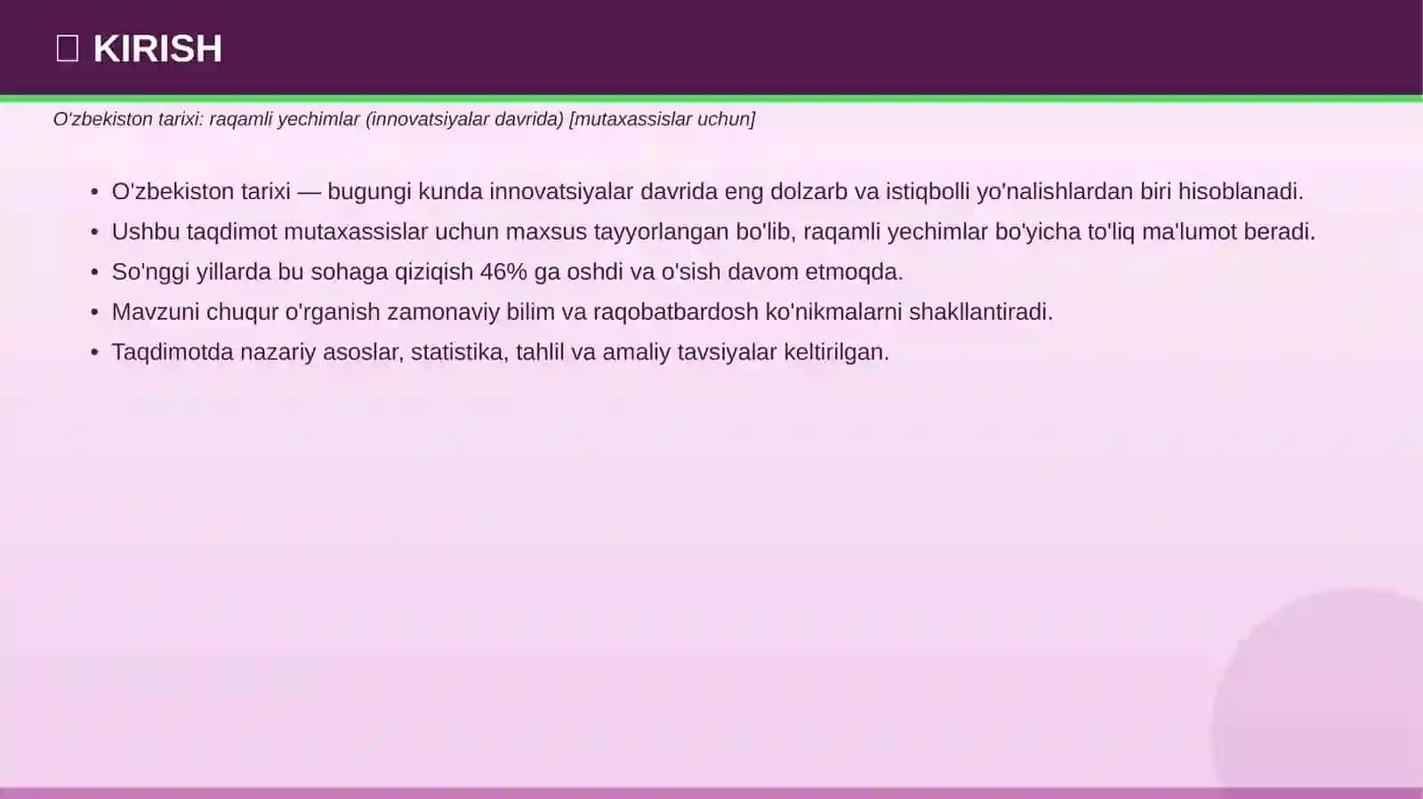 O'ZBEKISTON TARIXI Raqamli yechimlar innovatsiyalar davrida 3
