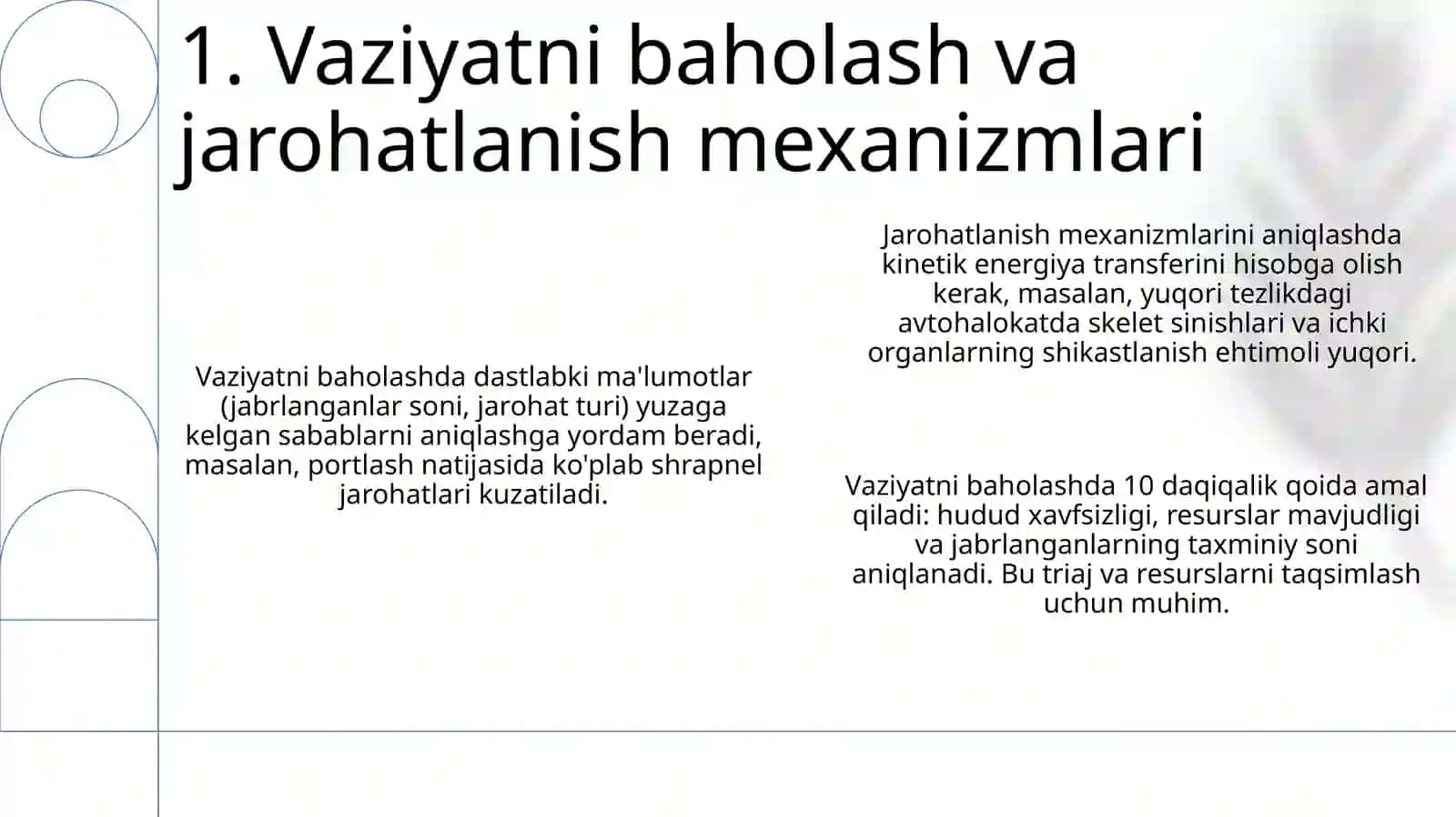 Favqulodda vaziyatlarda vujudga keluvchi jaroxatlanish o'choqlarining tibbiy - taktik tavsifi 3