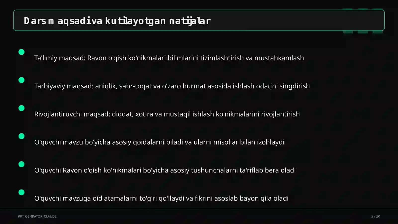 Ravon o'qish ko'nikmalari (1-sinf) 3
