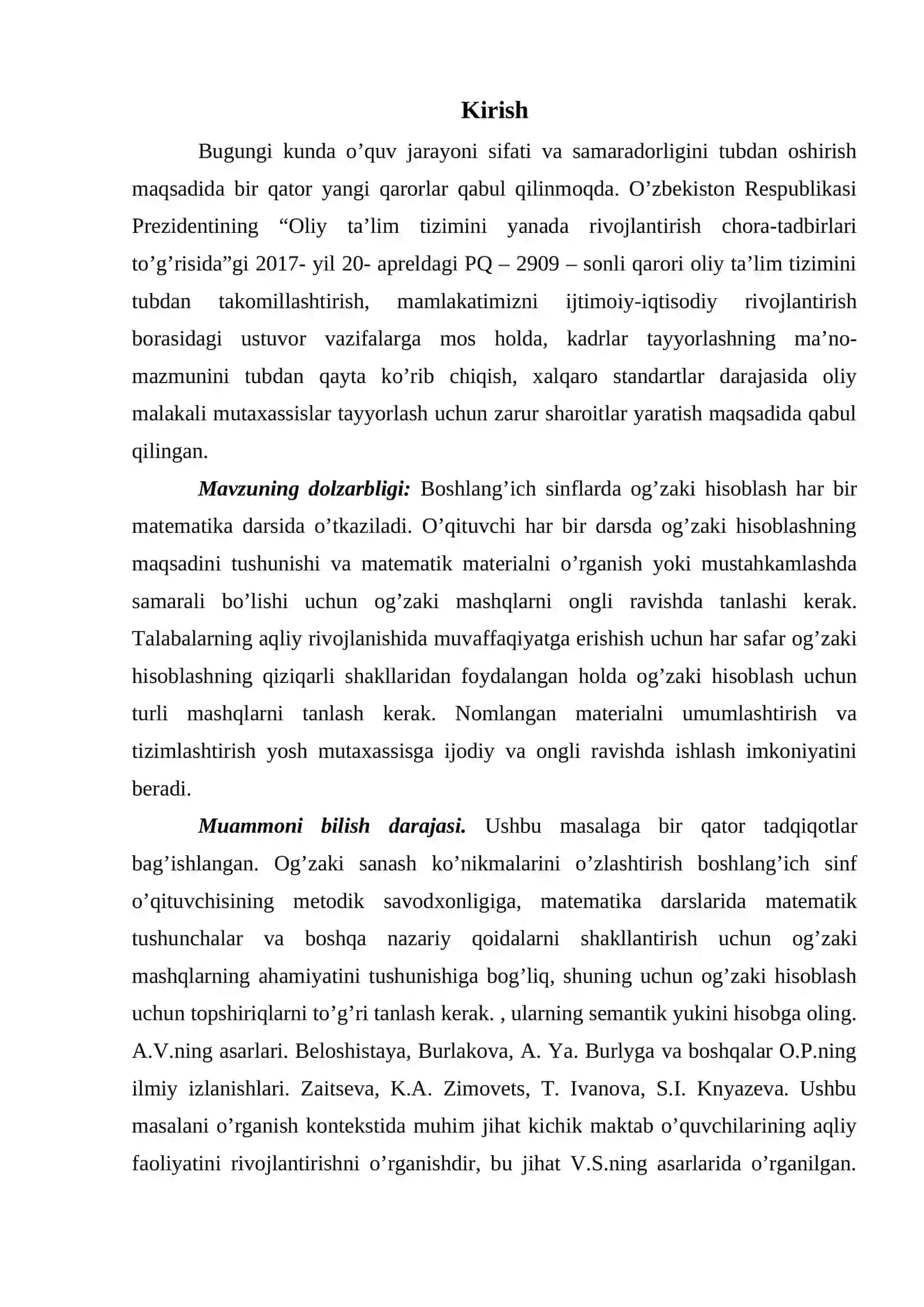 Oldingi darsda o’rganilgan narsalarni mustahkamlash uchun og’zaki sanash bilan dars qismlarini ishlab chiqish 3
