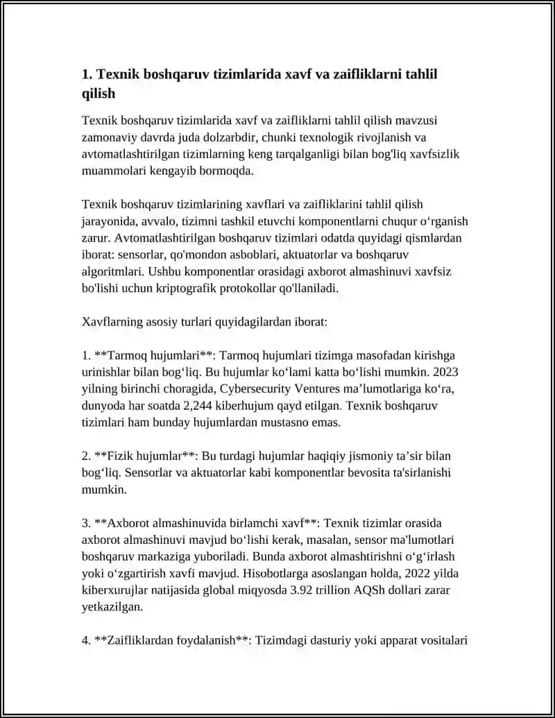 TEXNIK BOSHQARUV TIZIMLARIDA AXBOROT XAVFSIZLIGI TA'MINOTI USTIDA ISHLASH 3