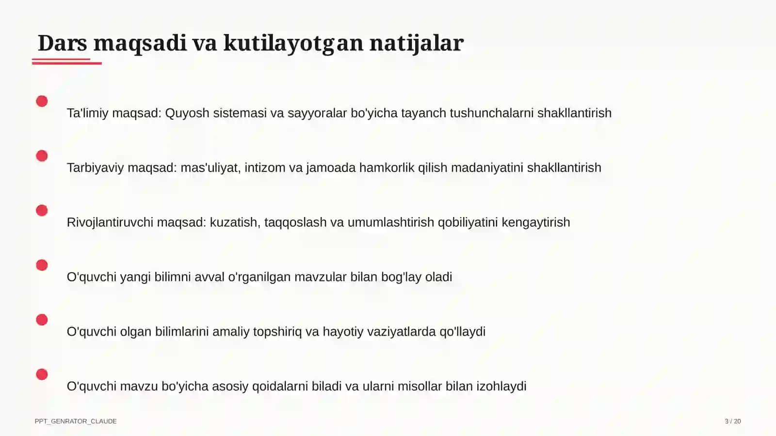 Quyosh sistemasi va sayyoralar (4-sinf) 3
