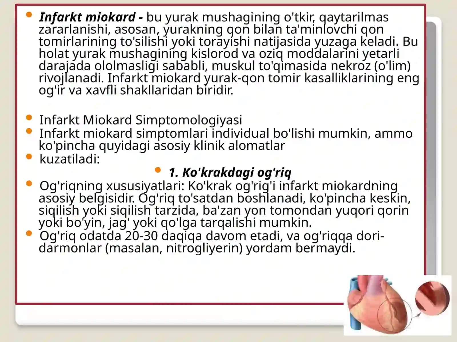 Infarkt miokard simtomologiyasi 3