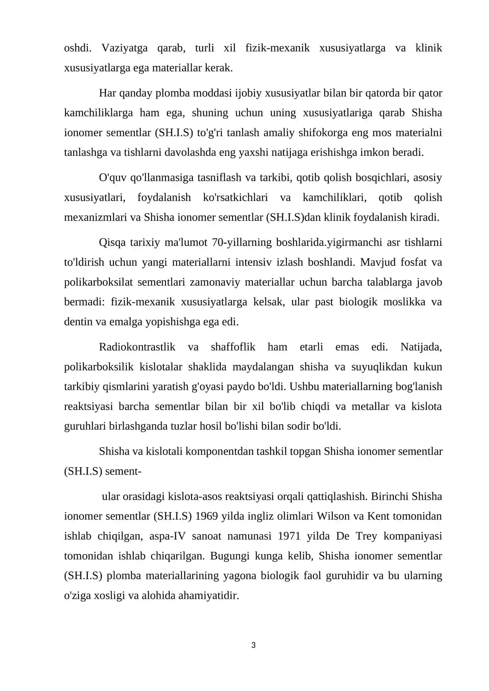 SHISHA IONOMER SEMENT MODIFIKATSIYASI VA XUSUSIYATLARI 3