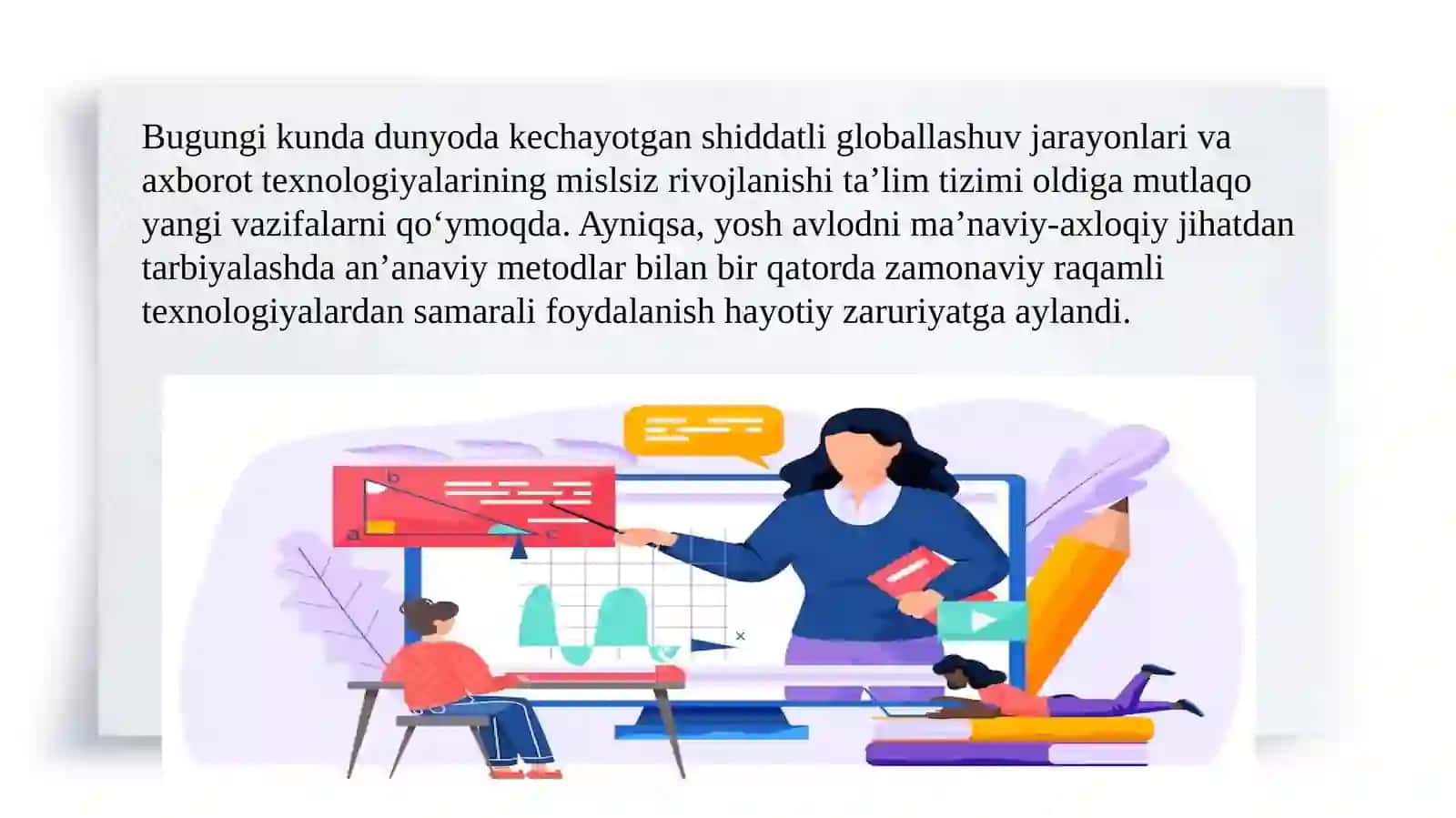 Umumta'lim maktablarida tarbiya fanini o‘qitishda axborot texnologiyalaridan foydalanishga doir loyiha ishlab chiqish 3