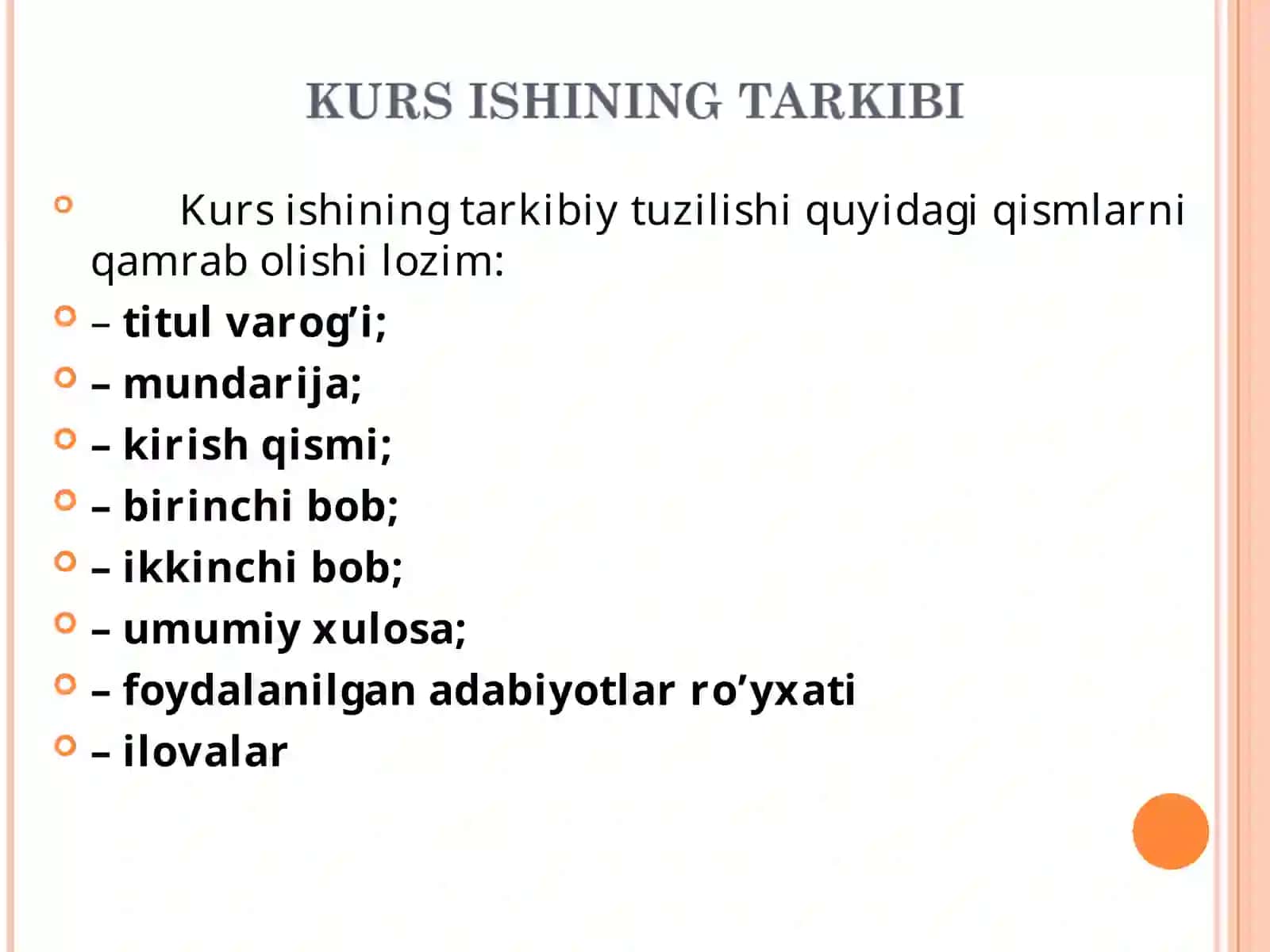 KURS ISHI YOZISH YUZASIDAN USLUBIY KO’RSATMA 3