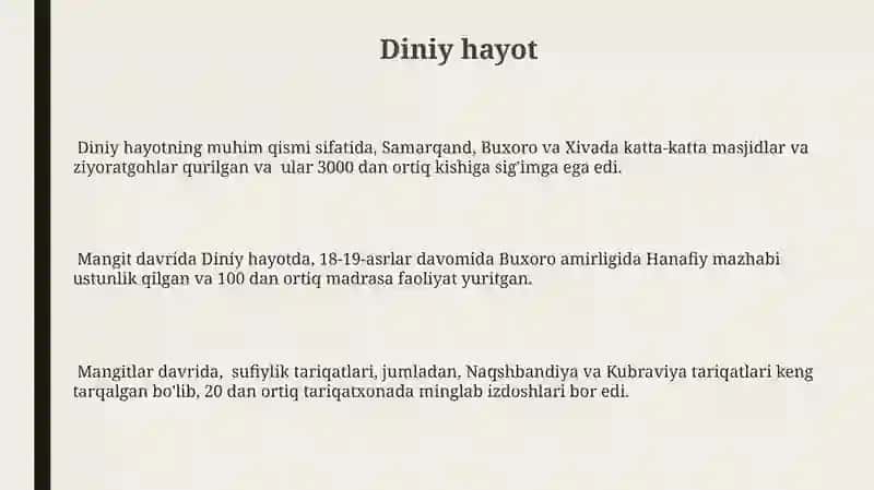 Diniy Hayot va Madrasalar Tarixi 3
