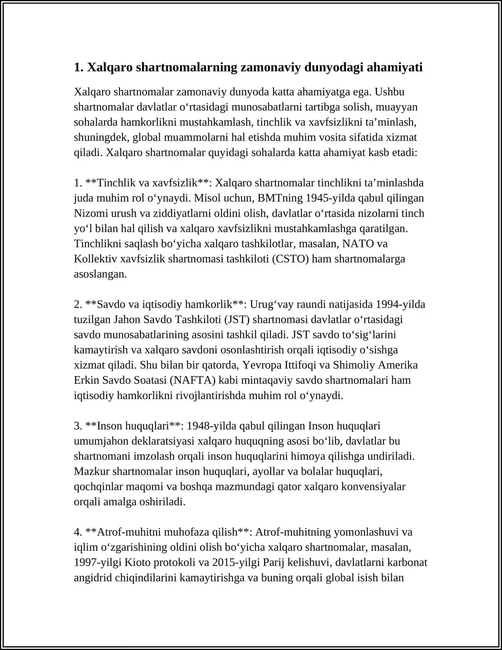 ZAMONAVIY DUNYODA XALQARO SHARTNOMALARNING TUTGAN RO'LI 3