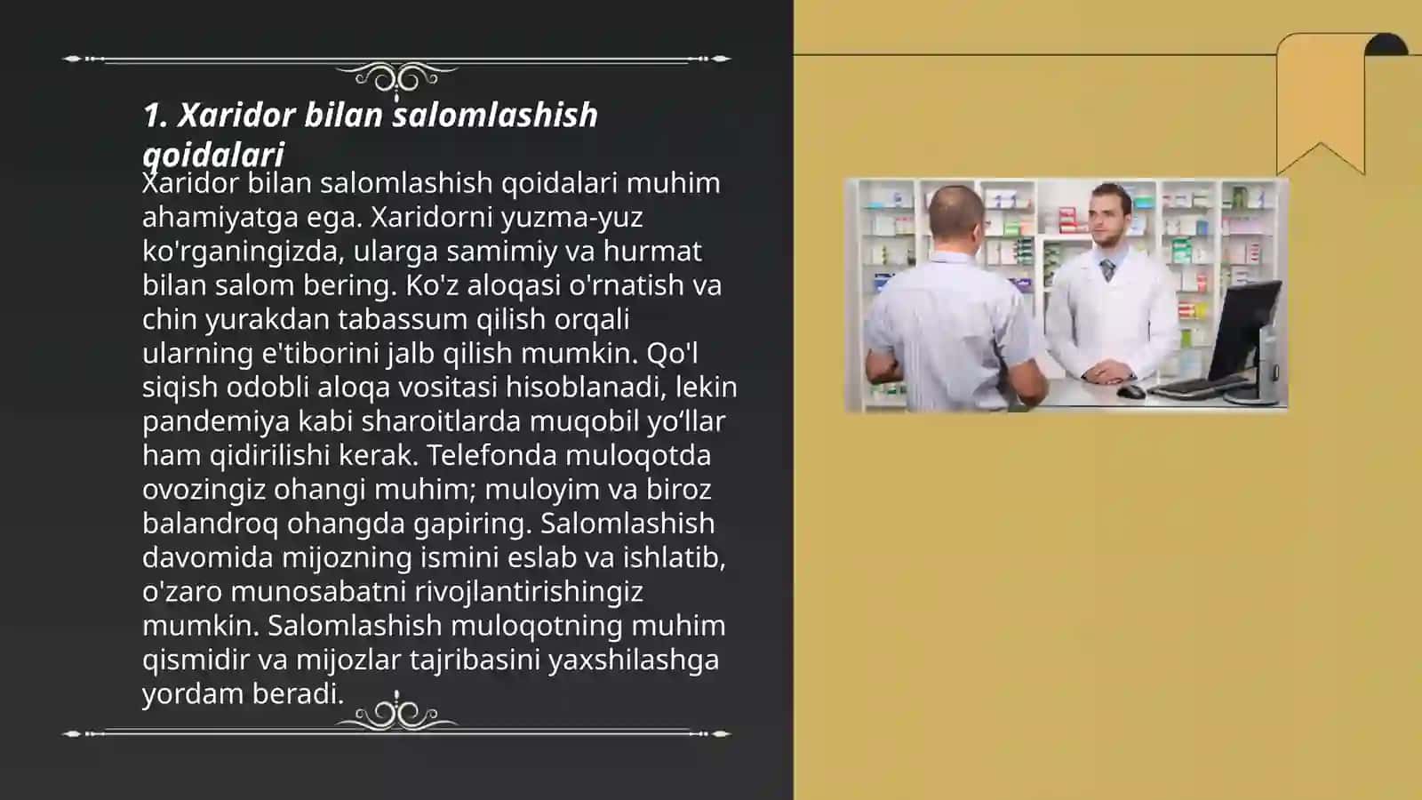 Farmatsevtning dorixona xaridorlari bilan munosabatlarda axloq odob qoidalari 3