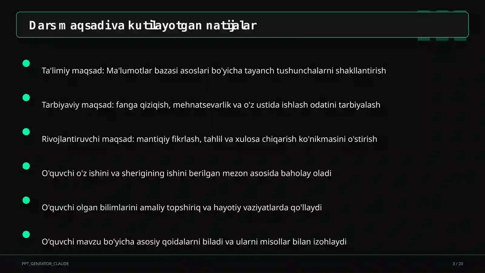 Ma'lumotlar bazasi asoslari (9-sinf) 3