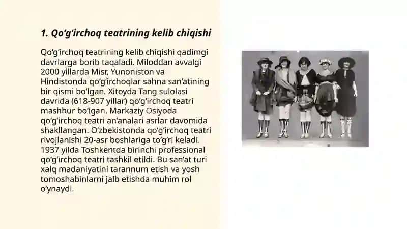 Qo‘g‘irchoq Teatrining Paydo Bo‘lishi, Tarixiy Ildizlari va Tarbiyaviy Ahamiyati 3