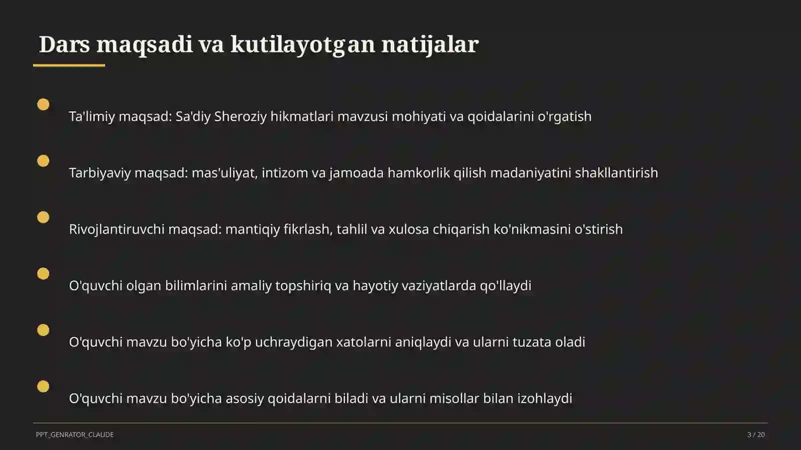 Sa'diy Sheroziy hikmatlari (6-sinf) 3