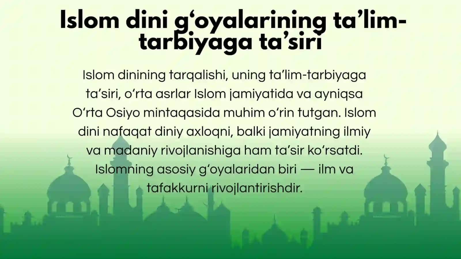 VII asrdan IX asrning birinchi yarmigacha O‘rta Osiyodagi maktablarda tarbiya va pedagogik fikrlar 3