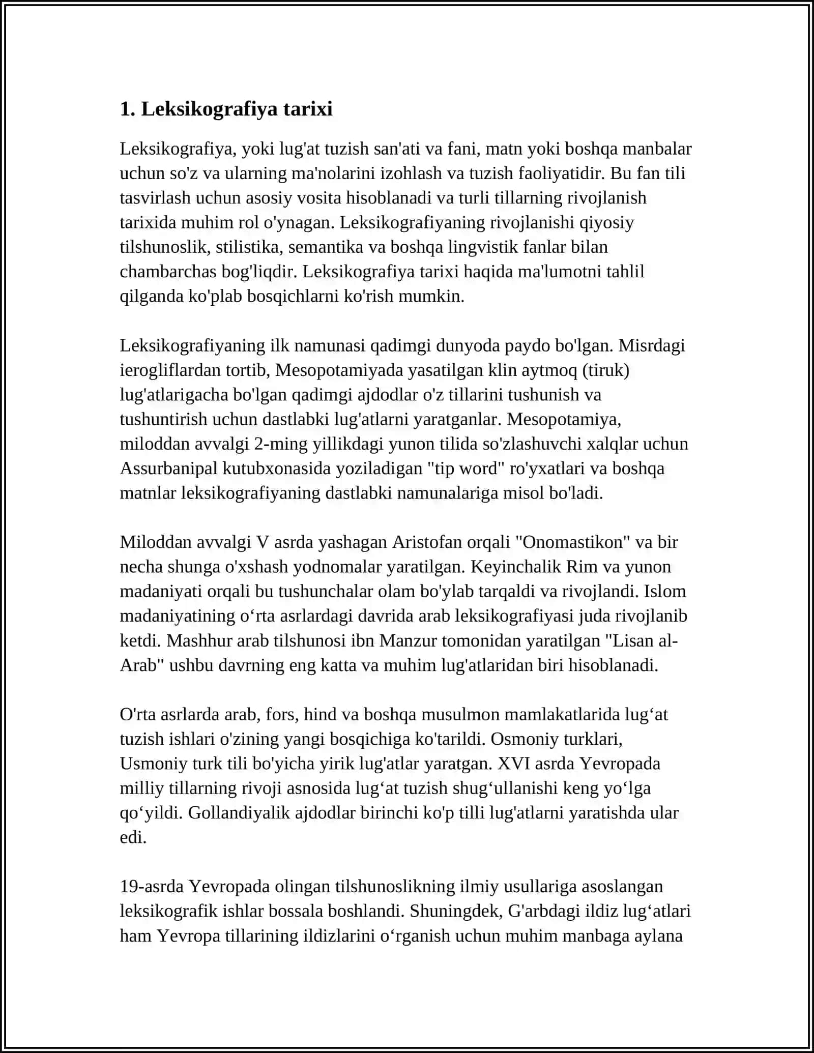 MUSTAQIL ISH Mavzu: LEKSIKOGRAFIYA NIMANI ÒRGANADI? 3