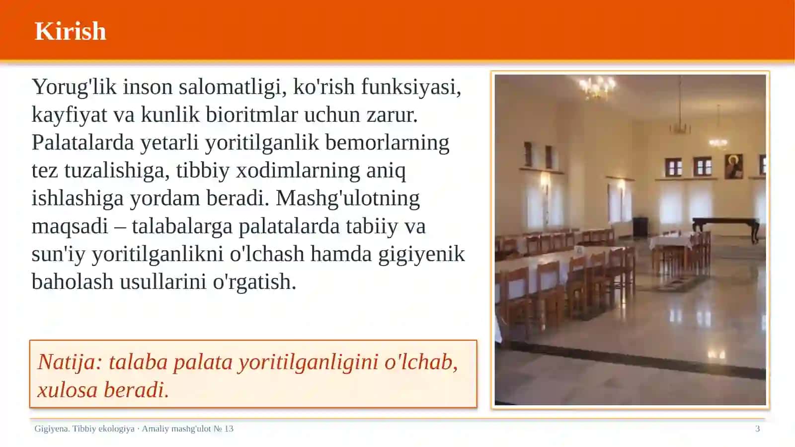 Gigiyena. Tibbiy ekologiya · Amaliy mashg'ulot № 13 3