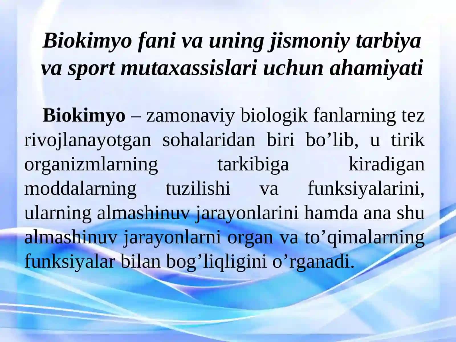 Sportchilar uchun bioximiya va sport bioximiyasi 3