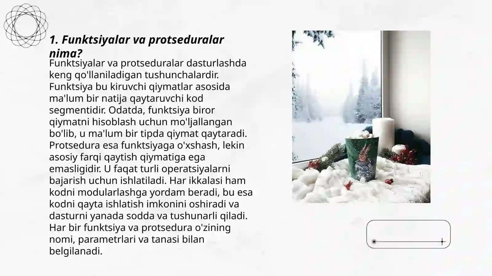 Funktsiyalar va protseduralar 3