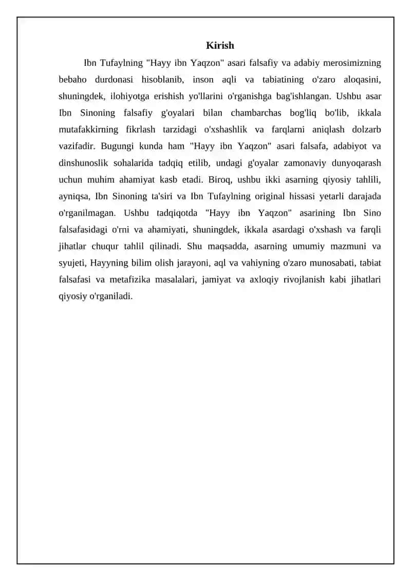 Hayy ibn Yaqzon risolasini qiyosiy tahlil etish 3