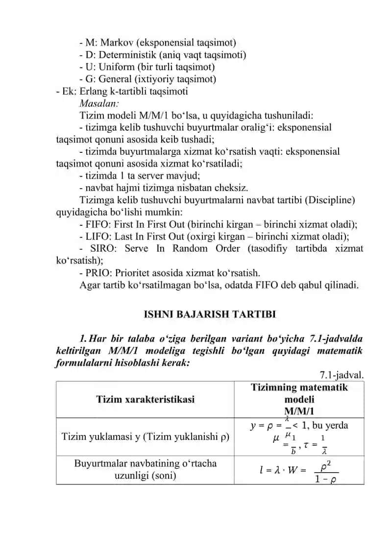 BIR KANALLI OMMAVIY XIZMAT KO‘RSATISH TIZIMINI GPSS MUHITIDA SIMULYATSIYALASH 3