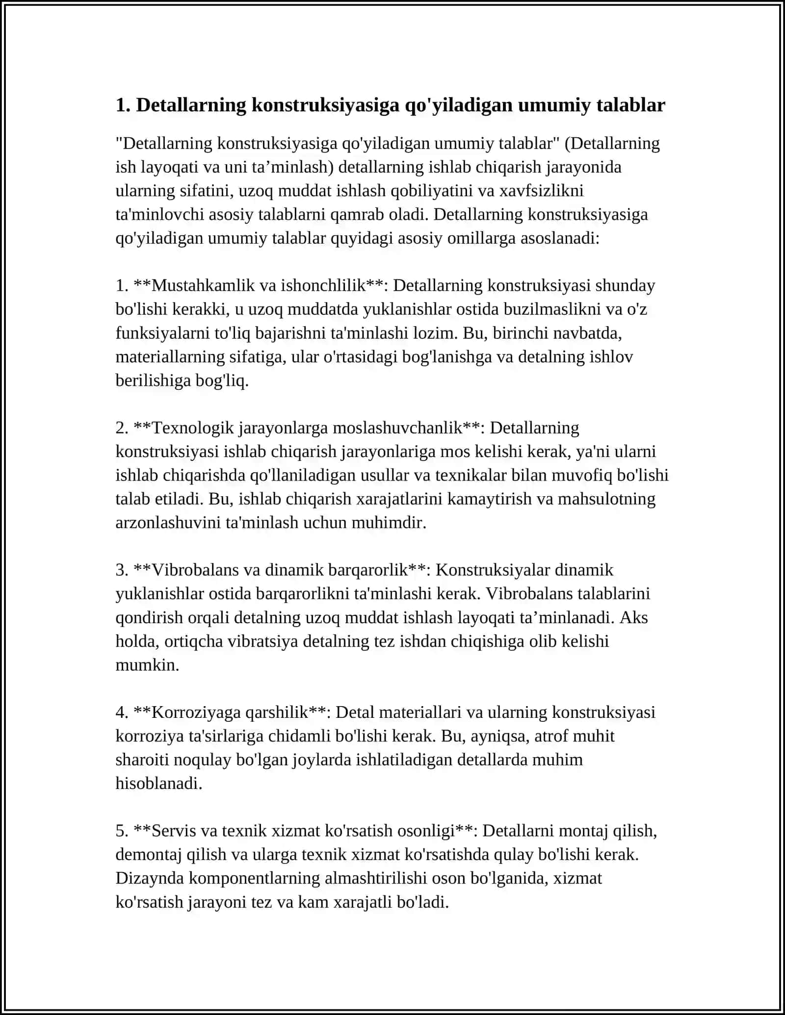 Detallarning konstruksiyasiga qo'yiladigan umumiy talablar 3