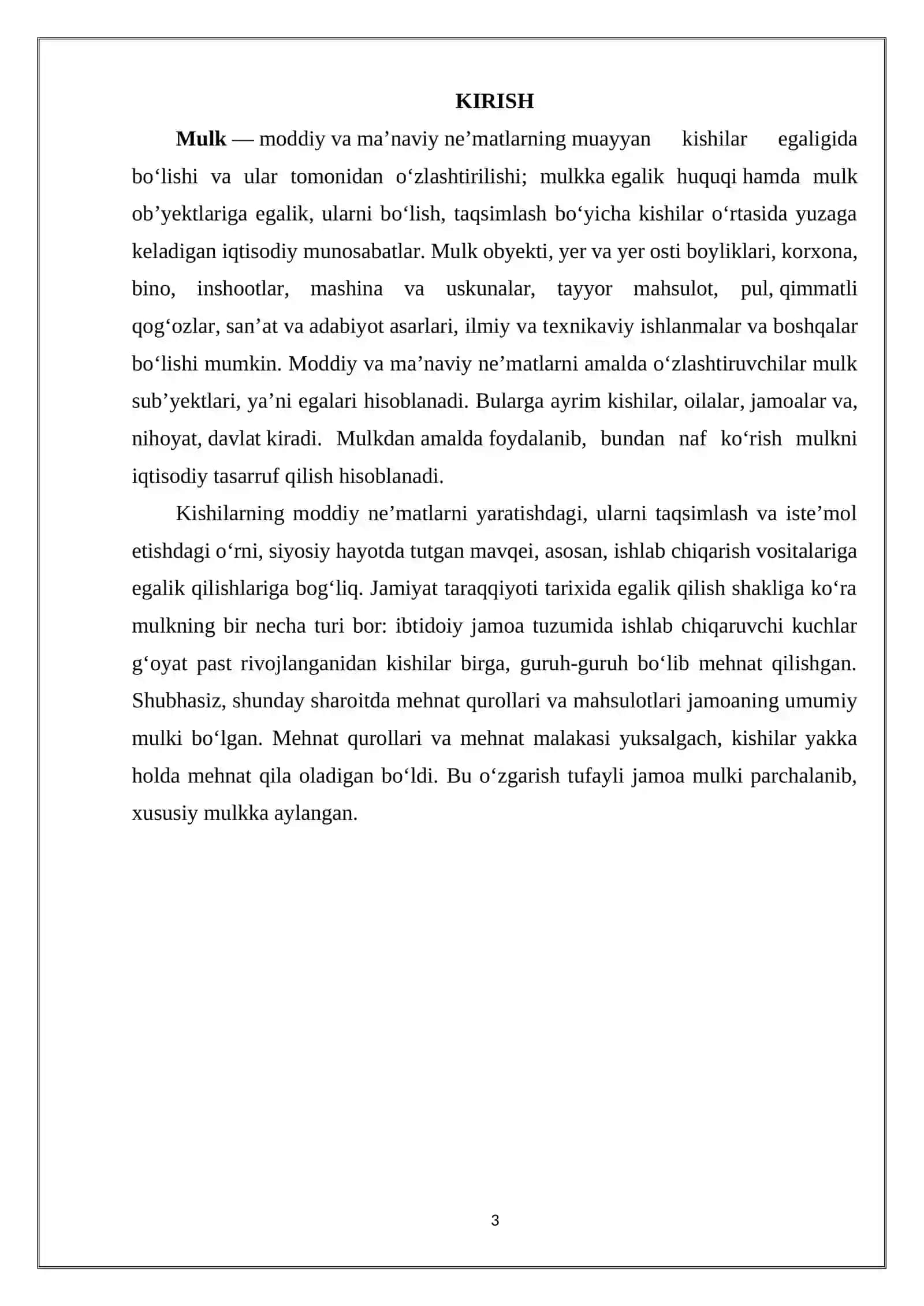 Mulk va mulkiy munosabatlar 3