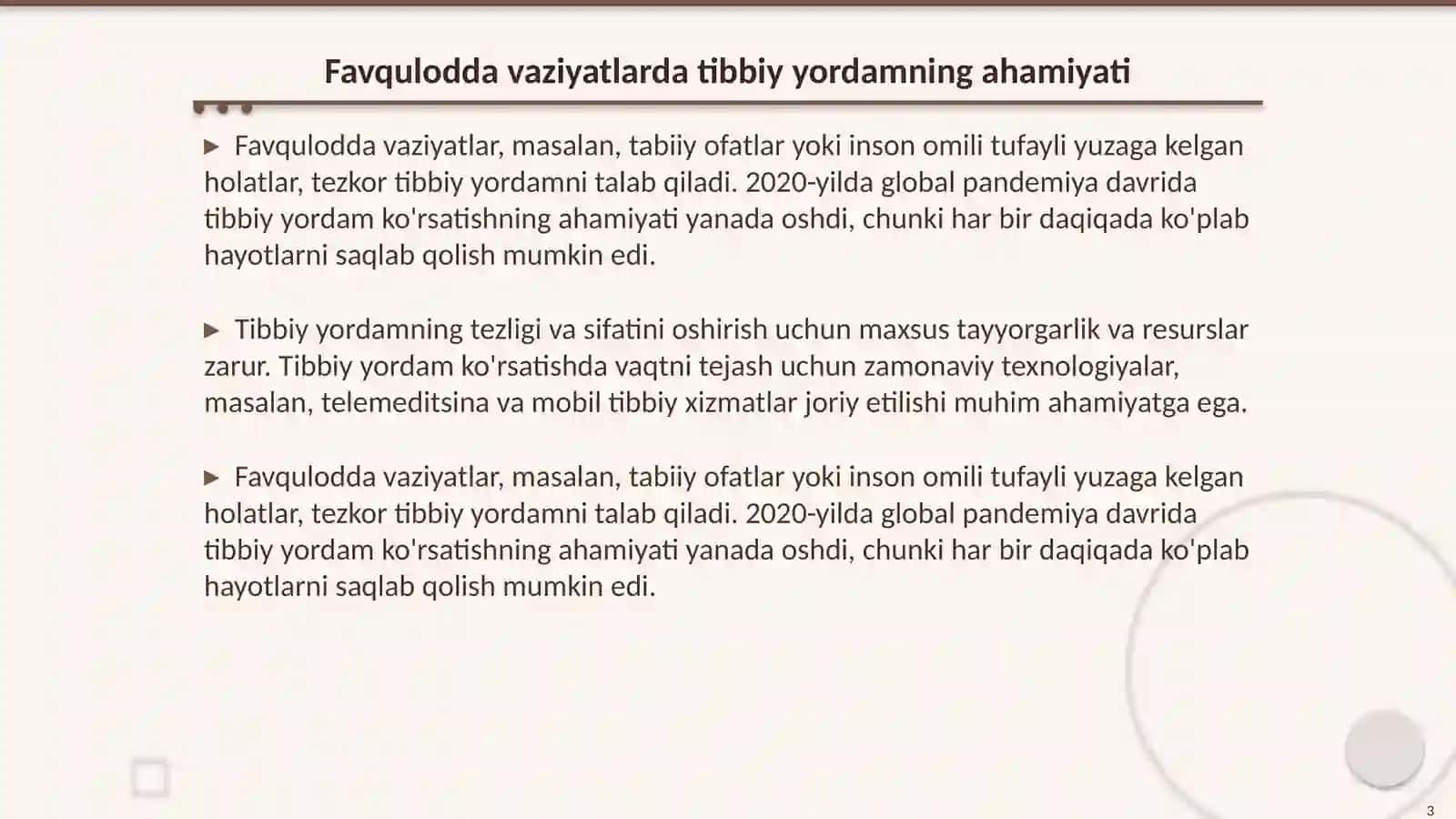 Favqulodda vaziyatlarda Tibbiy Yordam Ko'rsatishni Tashkil Etish 3