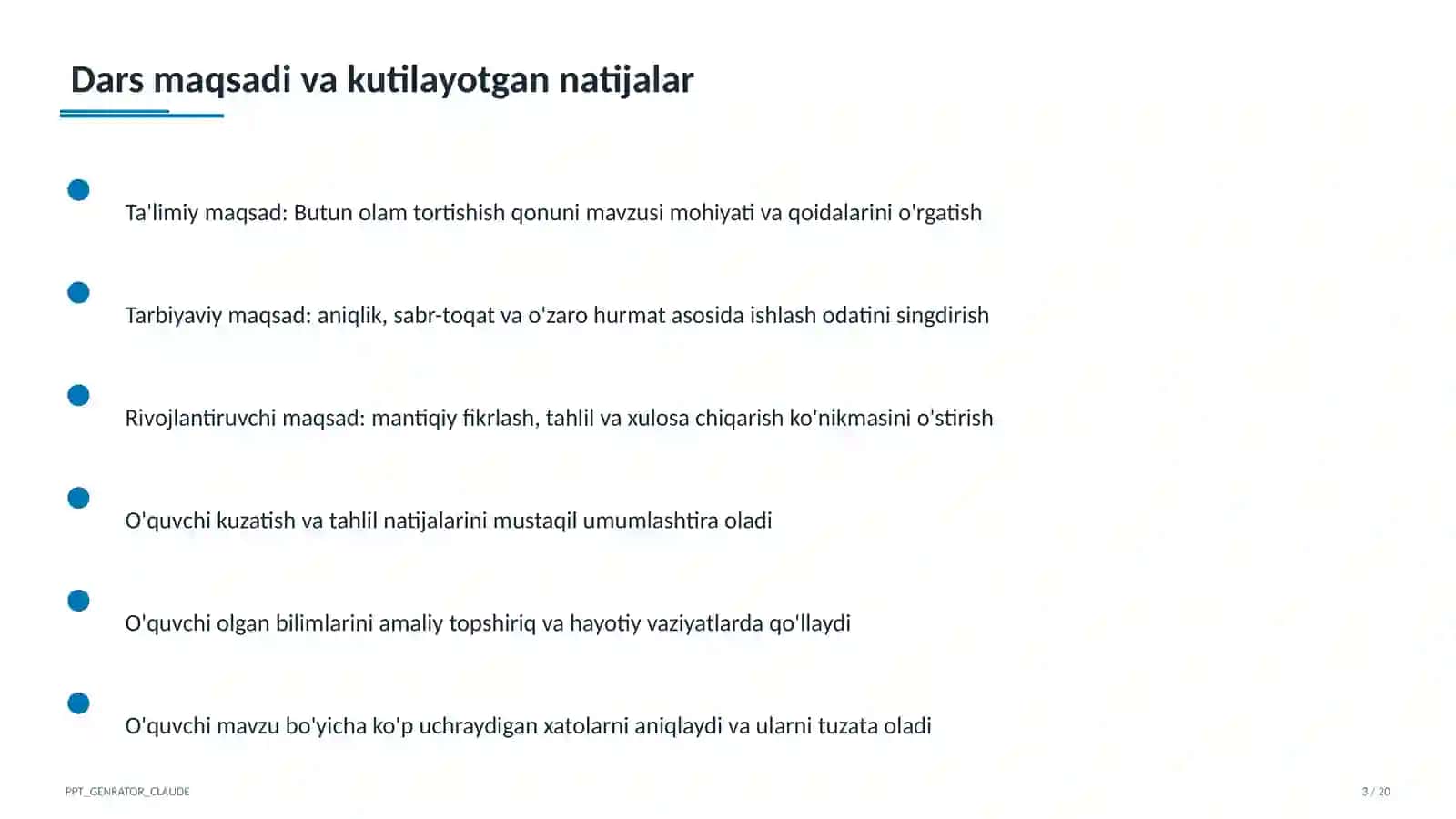 Butun olam tortishish qonuni (9-sinf) 3