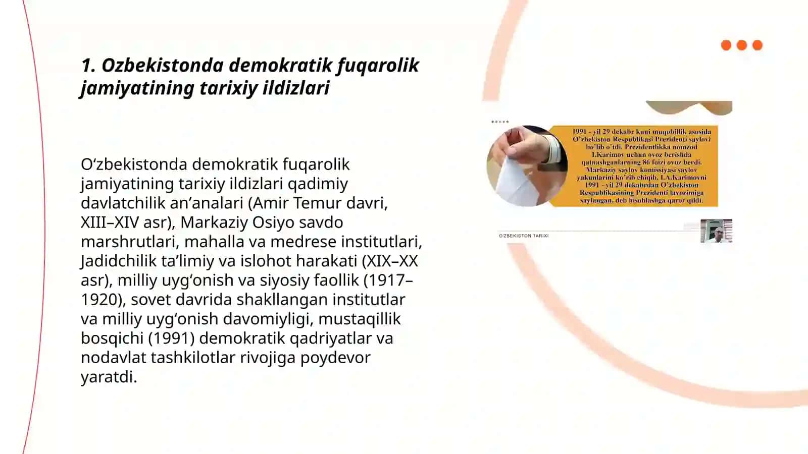 Ozbekistonda demokratik fuqarolik jamiyati asoslarining shakklanishi 3