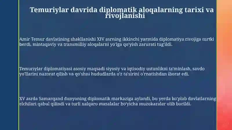 Amir Temur elchilik munosabatlari 3
