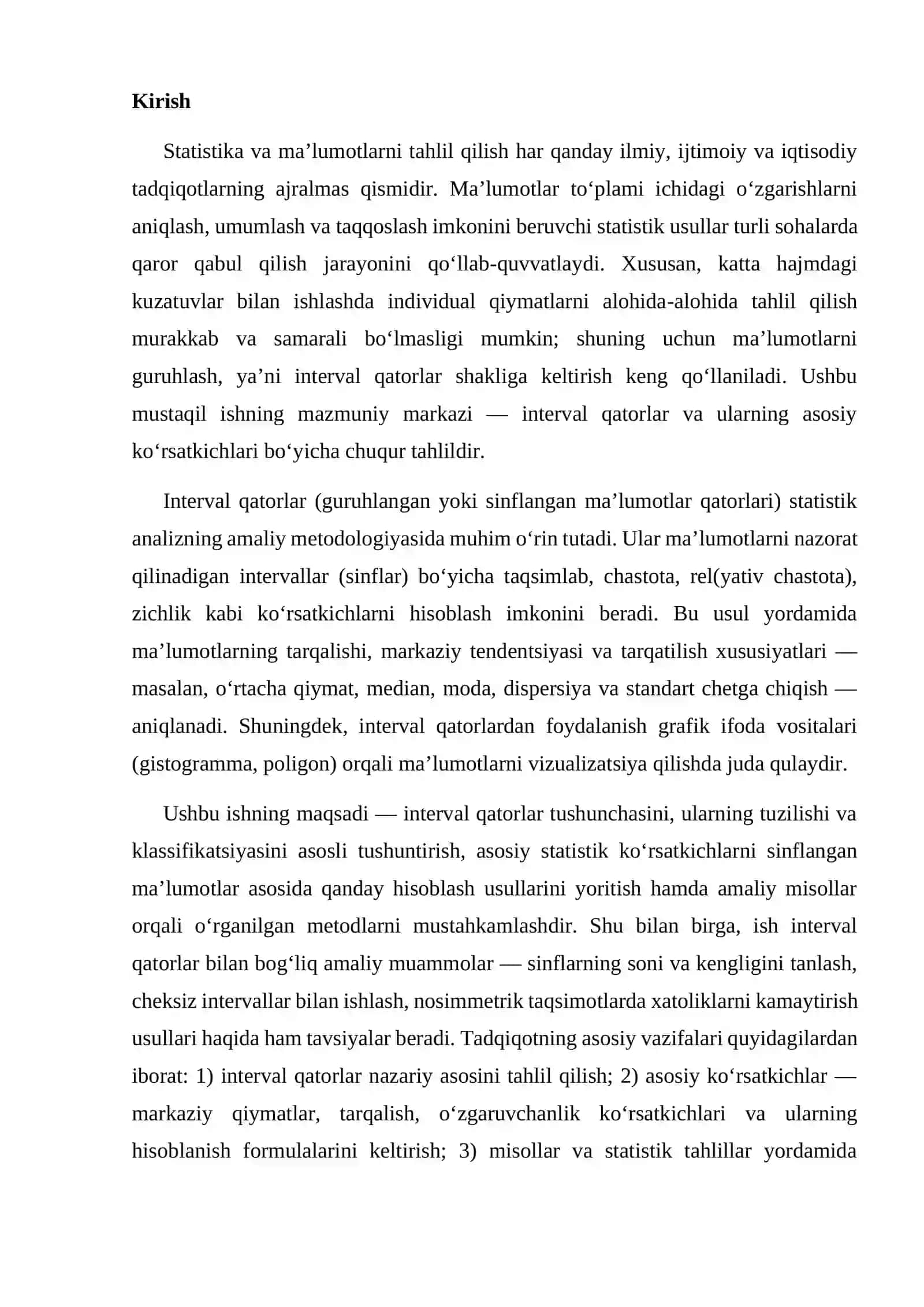 Interval qatorlar va ularning asosiy ko'rsatkichlari bo'yicha tahlili 3