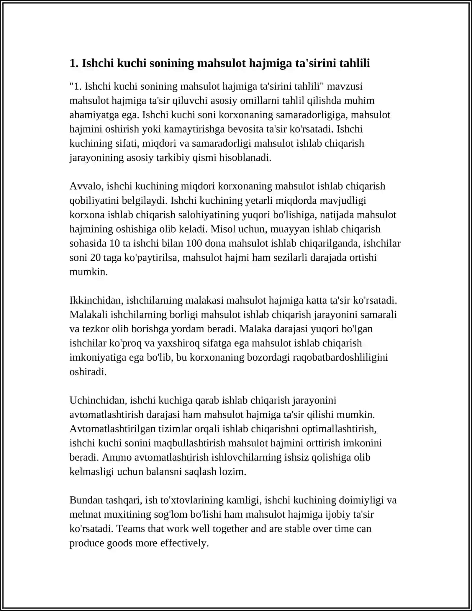 MAHSULOT HACHMIGA MEHNAT OMILLARINING TA'SIRINI TAHLILI 3