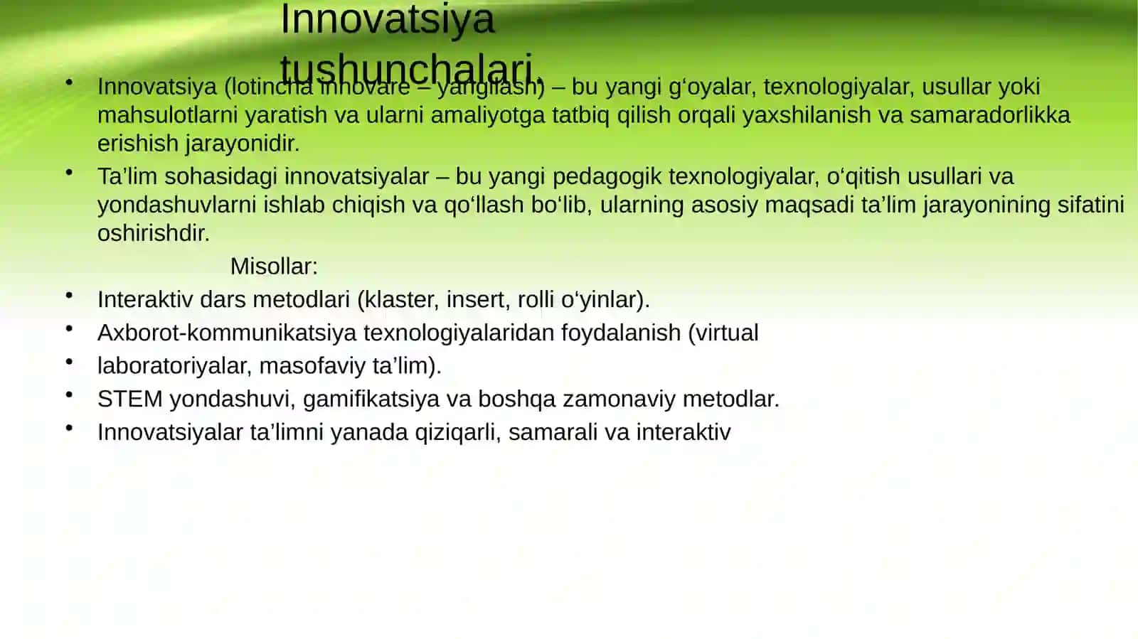 BIOLOGIYA FANI O’QITUVCHISINING INNOVATSION FAOLIYATI. INNOVATSION TEXNOLOGIYALAR HAQIDA TUSHUNCHA 3