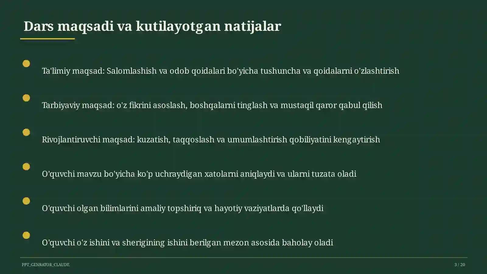 Salomlashish va odob qoidalari (1-sinf) 3