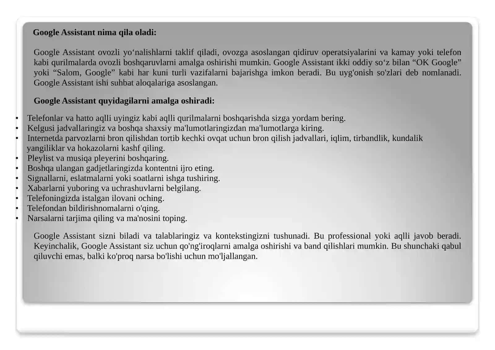 Google Assistent va uning imkoniyatlari 3