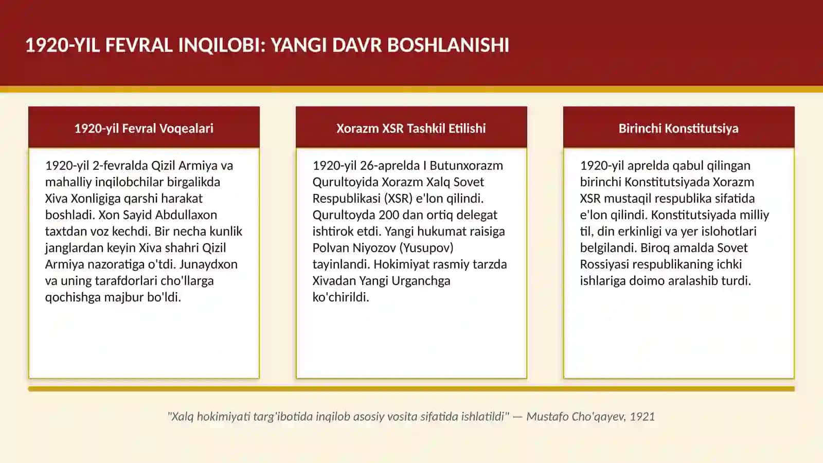 XIVA XONLIGI va RESPUBLIKAGA o'tish jarayonlari (1920-1924 yy.) 3