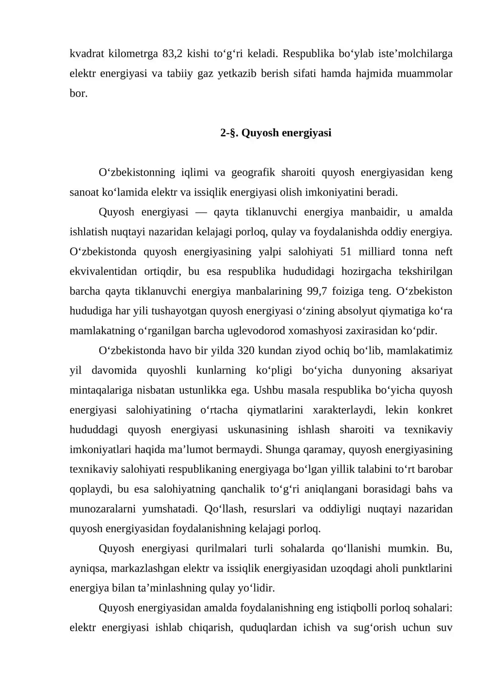 Qayta tiklanuvchi energetika texnologiyalarini O‘zbekiston sharoitida qo‘llash 3