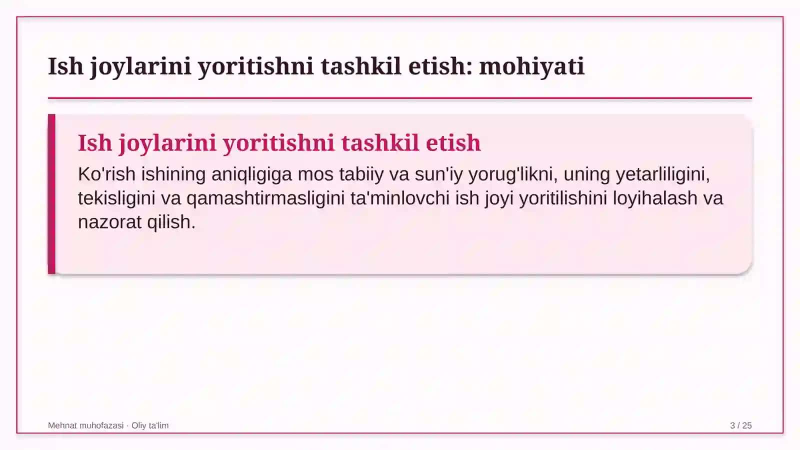 elektr tarmoqlari korxonalarida ish joylarini yoritishni tashkil etish 5812 3