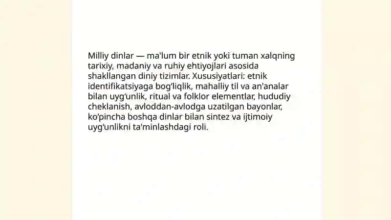 Milliy dinlar 3